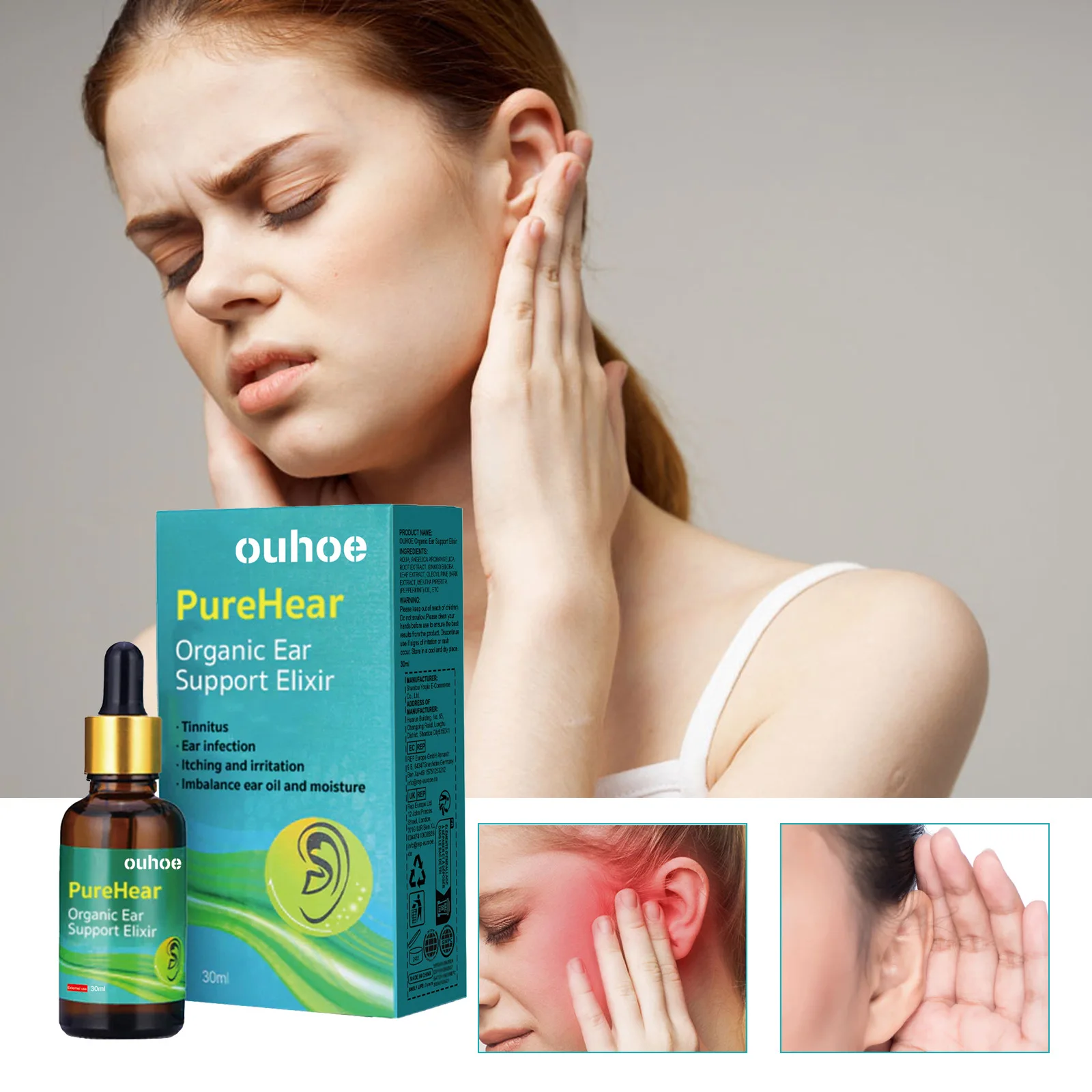 

Tinnitus Ear Drops Ear Ringing Gentle Relieving Health Discharge Care Tinnitus Fluid Ear Deafness Swelling Otitis Care 30ml