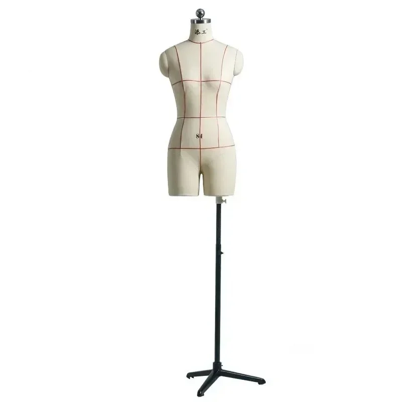 Sewing Tailor Mannequin Linen Body Show Cloth Mannequin Ladies' Clothing Upper Body Window Display Model with Wheels Base