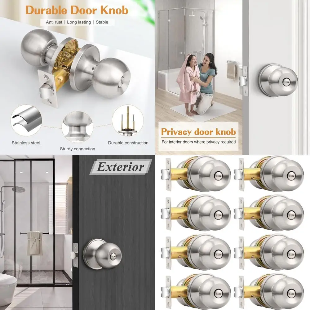 

Keyless Privacy Door Levers with Brushed Nickel Finish, 8-Pack for Bedrooms and Bathrooms