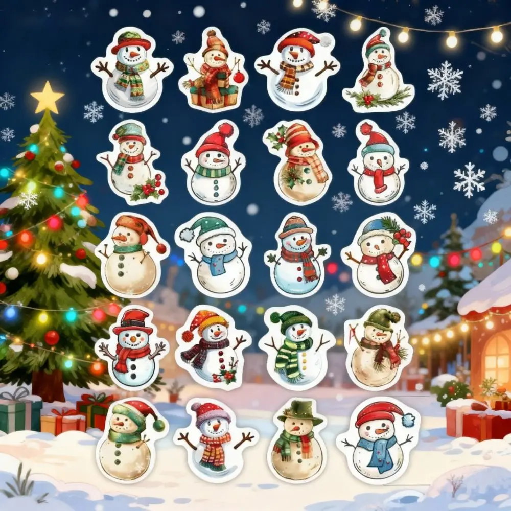 Nowe 100 szt. naklejek z bałwanami, kreskówkowe, o nieregularnym kształcie, świąteczne naklejki samoprzylepne, wodoodporne, etykiety na prezenty, święta bożonarodzeniowe.