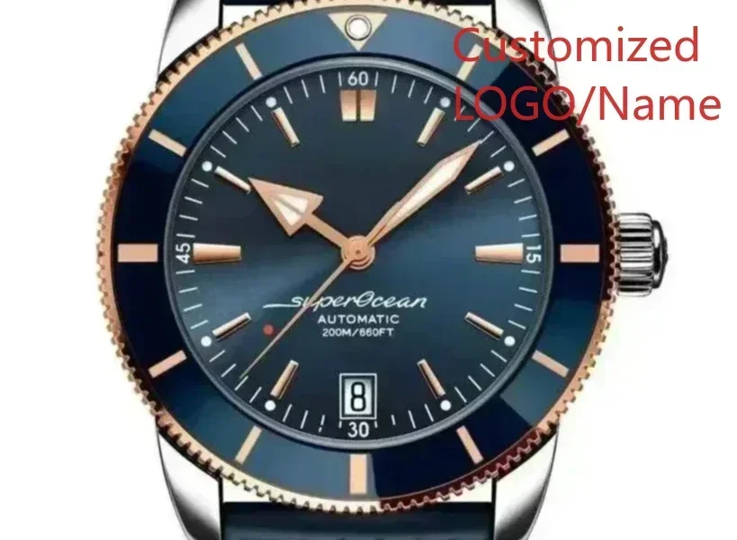 

DONGDI Store Customized Watch Mens Automatic Mechanical Watch Superocean Black Blue Rubber Rose Gold Sport Watches Ceramic