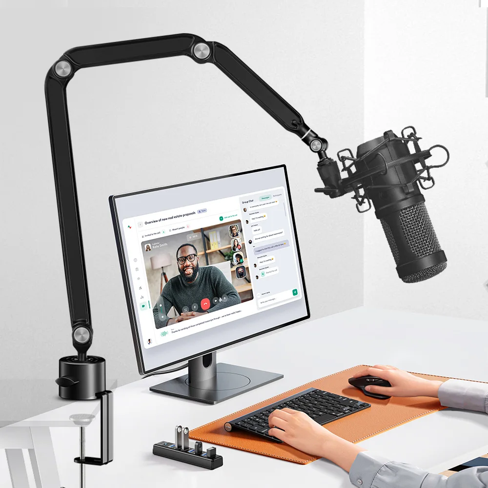 Professional condenser microphone microphone adjustable cantilever 360° gimbal desktop stand sub video live recording