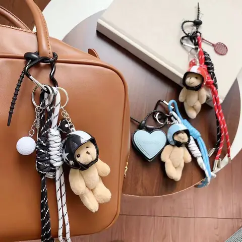 디자인 가방 액세서리 로프 교수형 액세서리 DIY 맞춤형 키 체인 만화 패턴 헬멧 곰 동물의 매력 가방