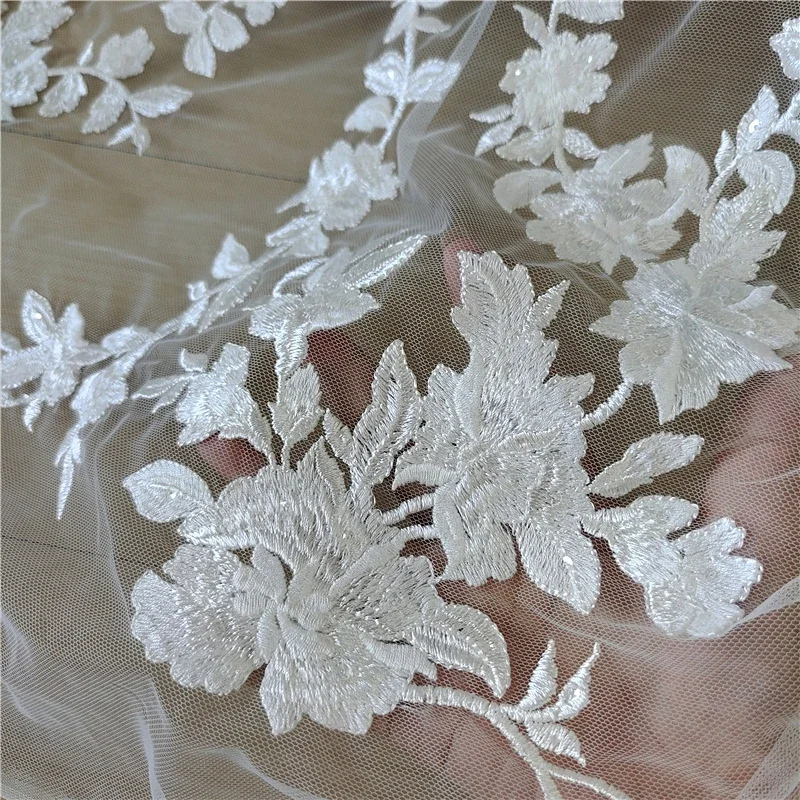 

Handmade Wedding Dress for Bride, Mesh Embroidered Curtains, European and American Flower, DIYbackground Decoration Bride Fabric