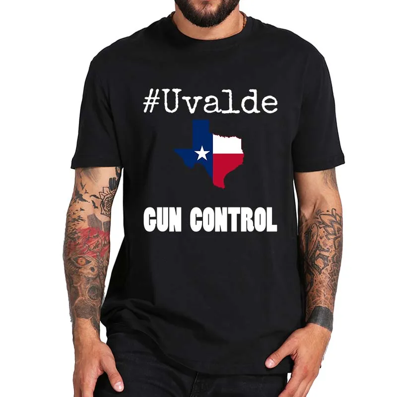 2022 Kaus Kontrol Pistol Uvalde Texas-Shooting T Shirt Tembak Sekolah Texas Rosto Rambt Salvador Sarkastik 100% Katun