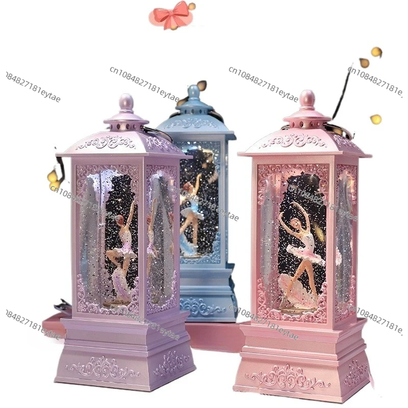 

360 ° Вращающаяся балетная музыкальная шкатулка с перьями, детский подарок на день рождения, балетная девушка, красивые огни, кавайная винтажная музыкальная шкатулка из смолы