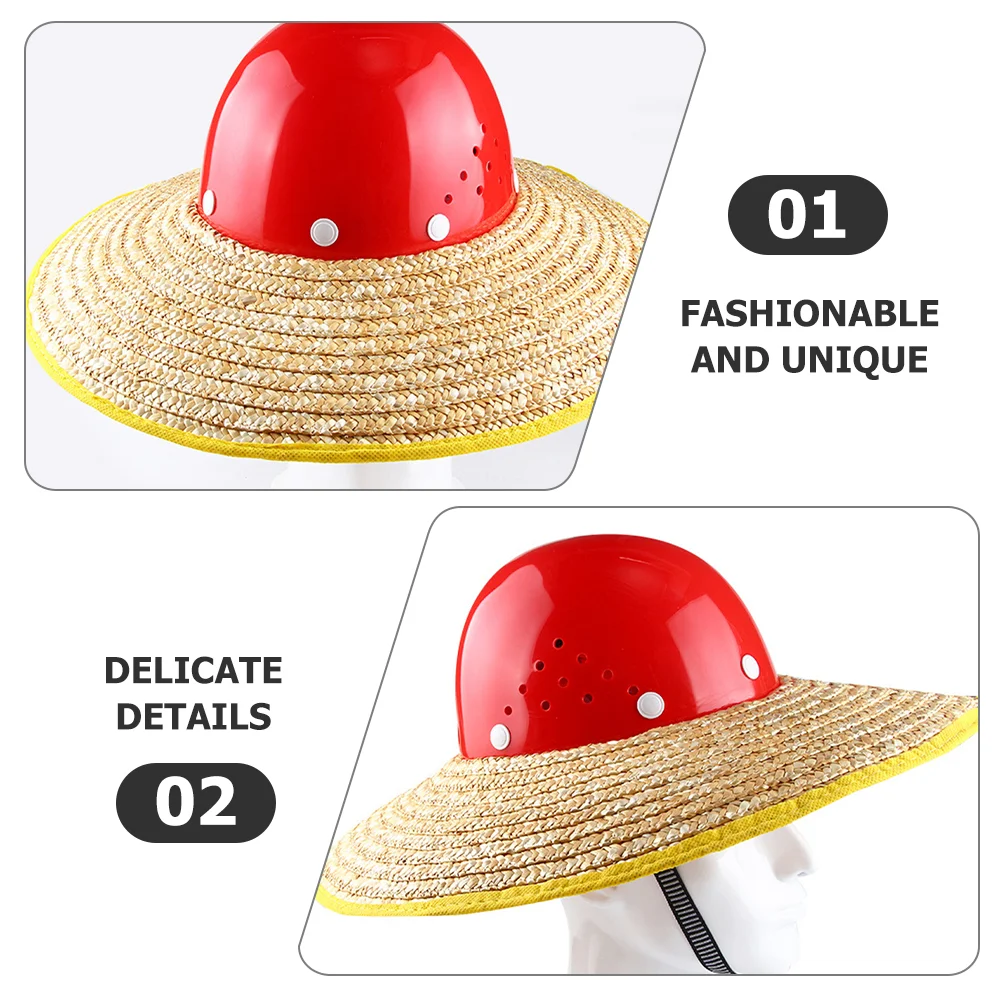 Curtain Construction Hat Sun Shade Straw Visor Sombrero Hard Brim Cover Neck for