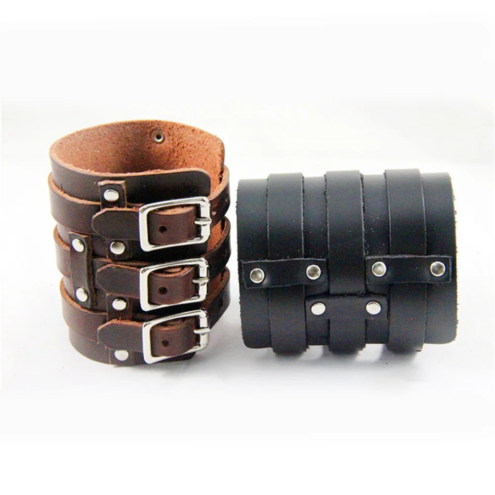 

Adjustable Stainless Steel Punk Wristband Cuff Bracelet For Men Women Fashionable Accessory Gift Party Business Travel