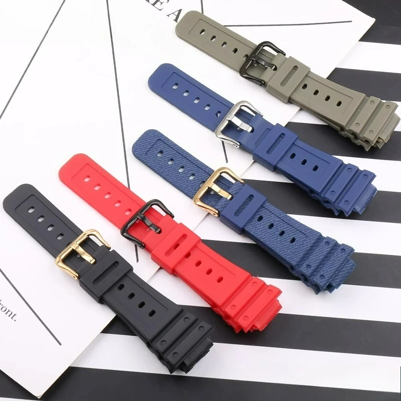 Pulsera de reloj de resina para Casio G-SHOCK GW-M5610 G5600E DW5600 hebilla especial rojo azul caqui negro longitud ajustable borde convexo