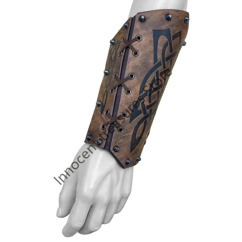 

3XUA Middle Ages Wristband Perfect for Costume Parties Gatherings Cosplay Totems Studs Bracer Brown Wristband