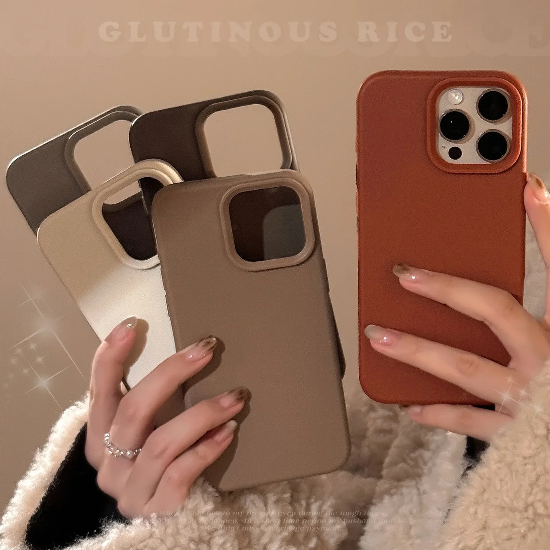 Autumn Winter caramel Chocolates milk tea maillard Solid color Phone case For iPhone 16 15 14 13 12 Pro Max Case Cute Soft Cover