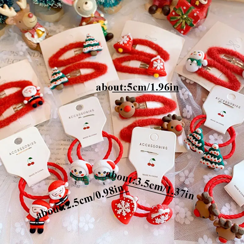 Christmas Style Children Rubber Bands Girls Hair Accessories Cute Sweet Hair Bands Girls Hairpin Decorations 2023 New Hair Ties