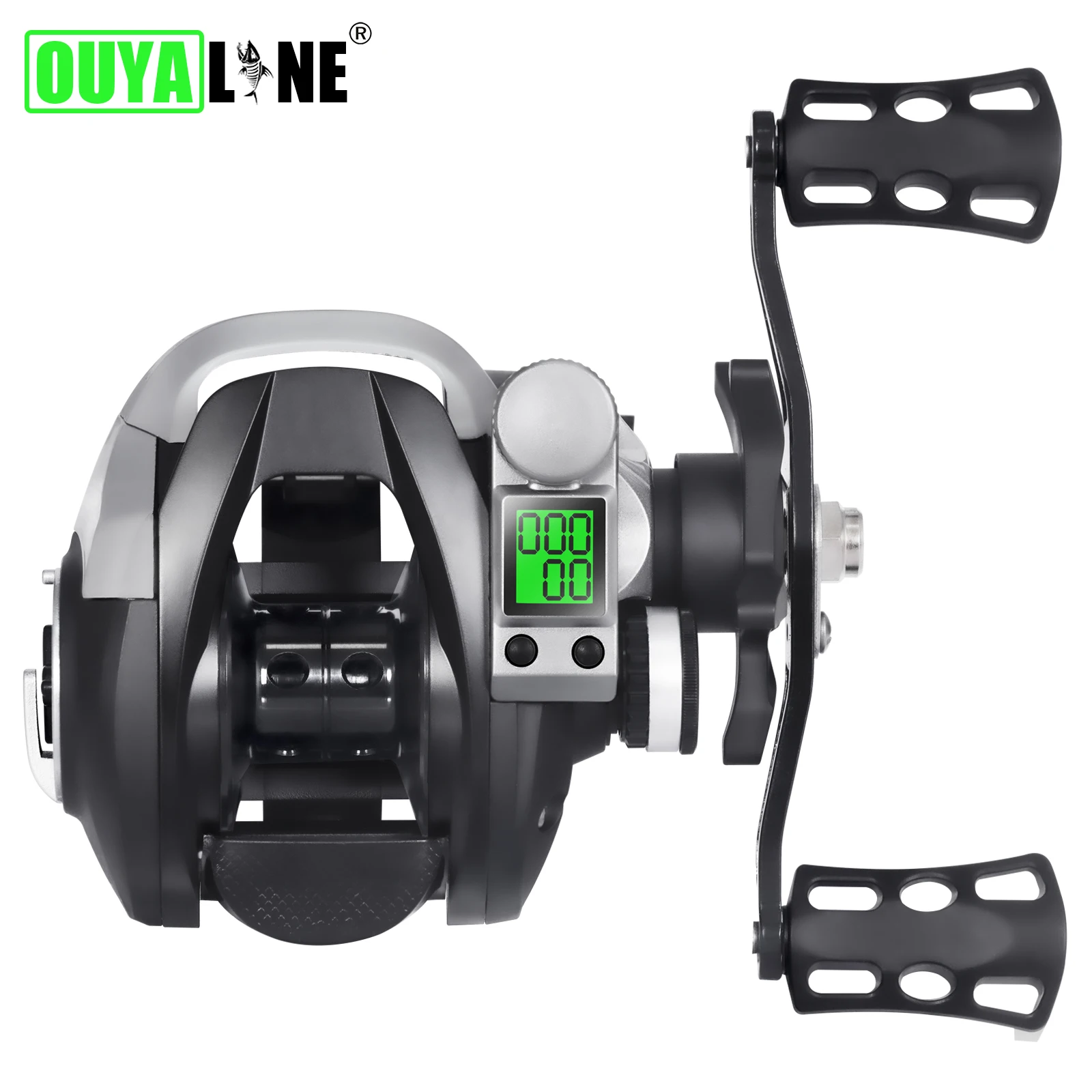 OUYALINE Electronic Baitcasting Led Screen Fishing Reel High Speed 7.2:1 10kg Drag Waterproof Saltwater Cast Drum Wheel Casting