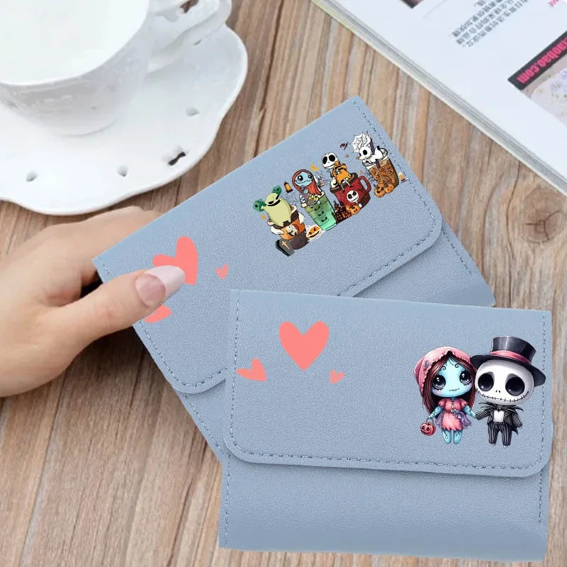 Disney's The Nightmare Before Christmas Jack Sally New Cute Wallets for Women Small Hasp Girl Credit Card Holder for Pu Wallets