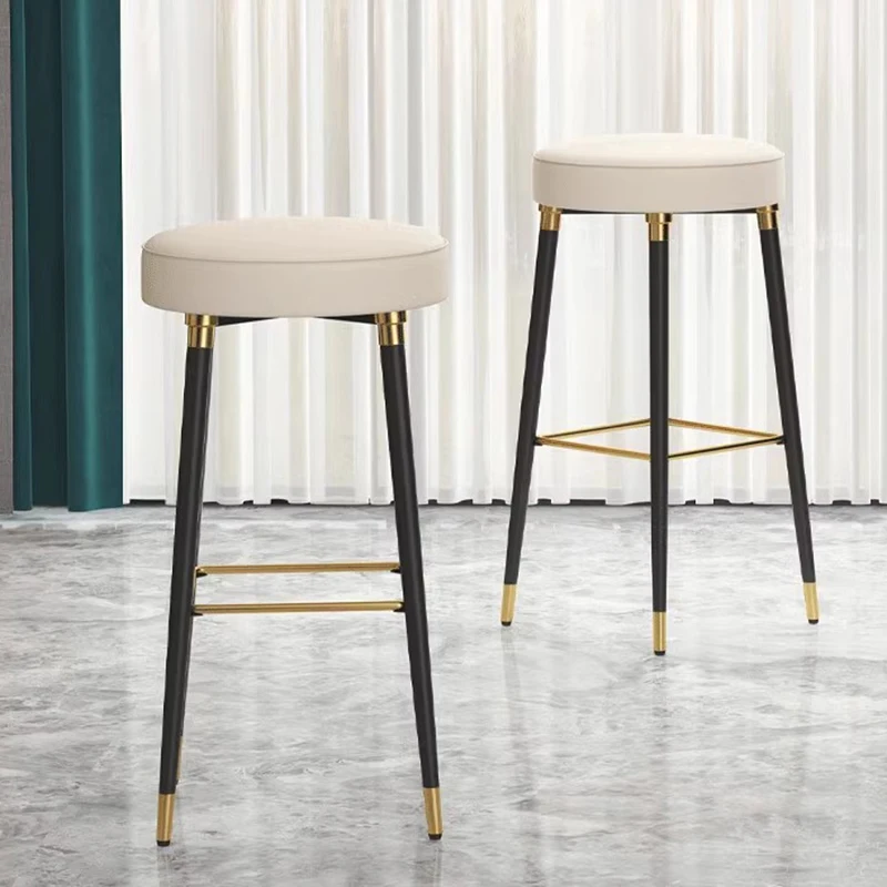 

Round Luxury Bar Stools High Modern Gold Free Shipping Bar Chair Metal Black Coffee Shop Bancos Barra Cocina Lounge Furniture