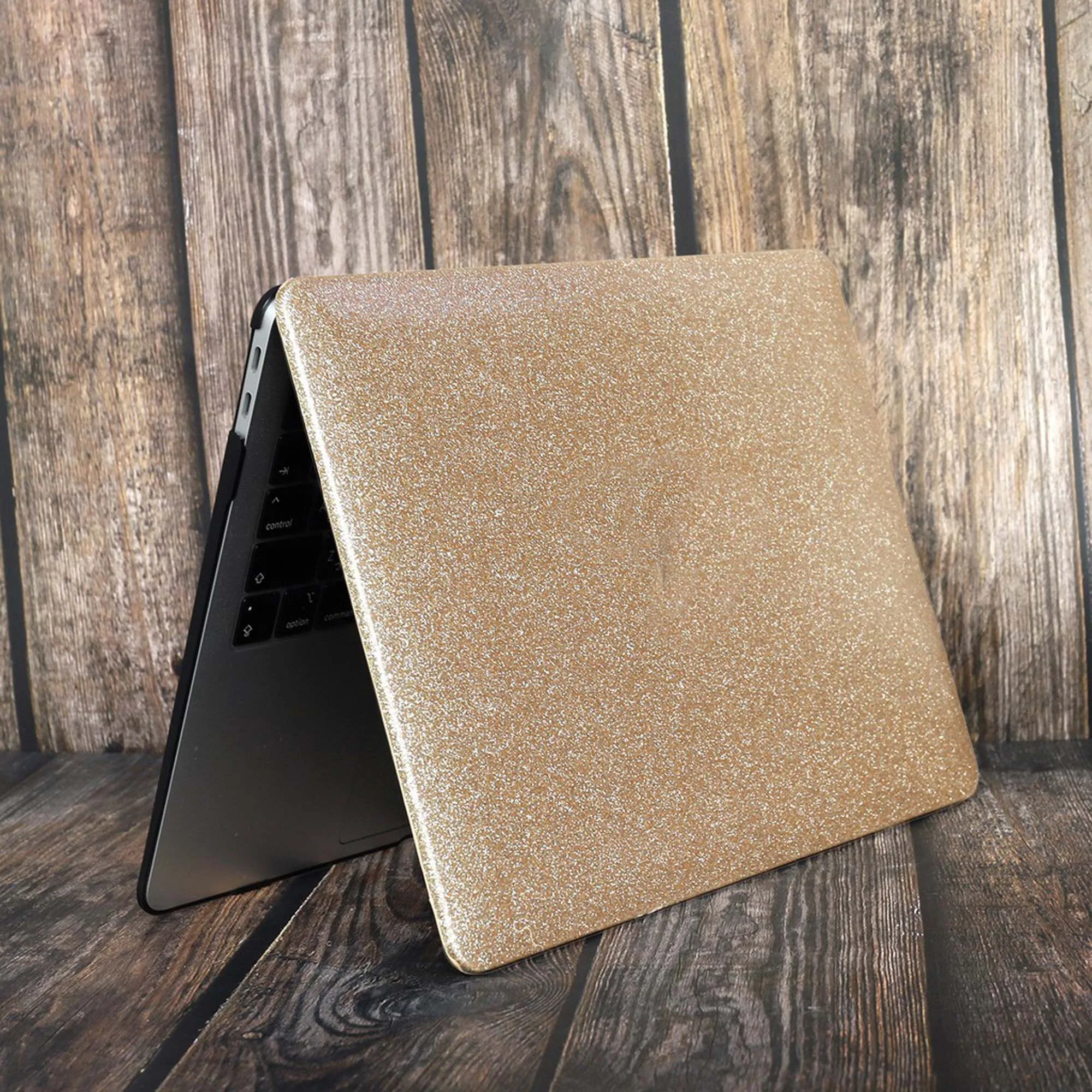 Glitter Frosted MacBook Case, Gold Leather Laptop Hard Case for Macbook Pro 13 14 16 15 Air 13 A2179 With Cutting Out Logo