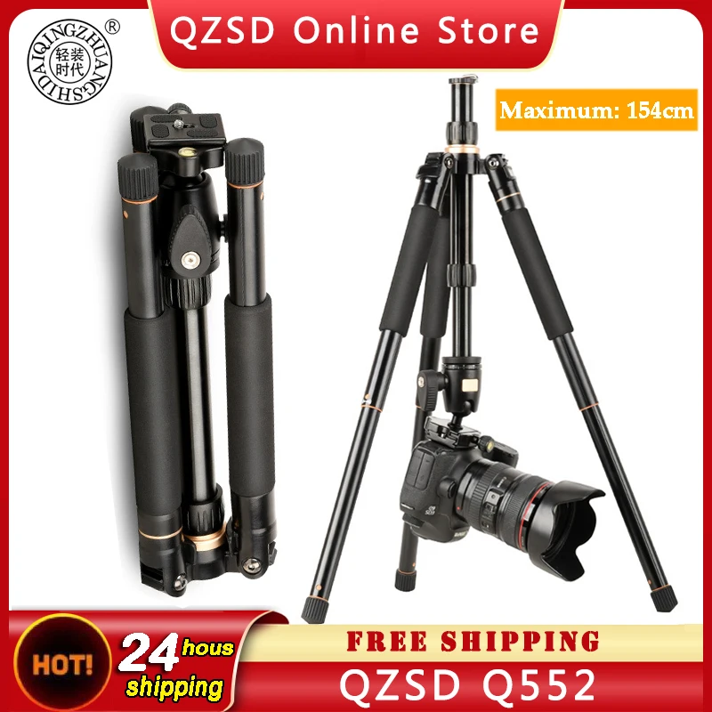 

QZSD Q552 Professional Extendable 55.5 Inches Aluminium Alloy Camera Video Tripod Monopod Q.R.Plate Stand for All Cameras