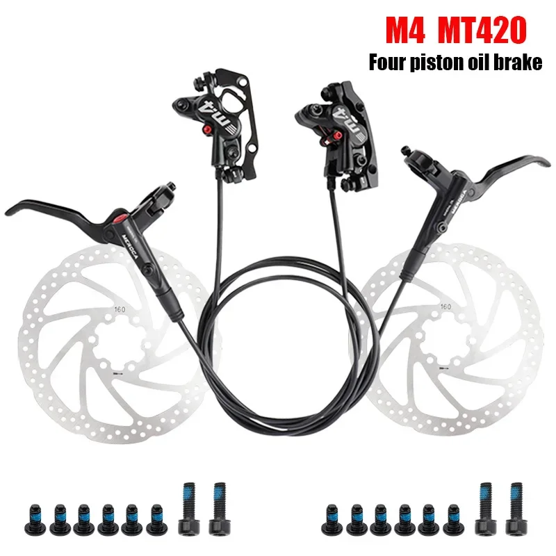 MEROCA MT420 Bicycle Hydraulic brakes mtb M4 4 piston mtb brakes mountain bike hydraulic disc brake Cycling bike accessories