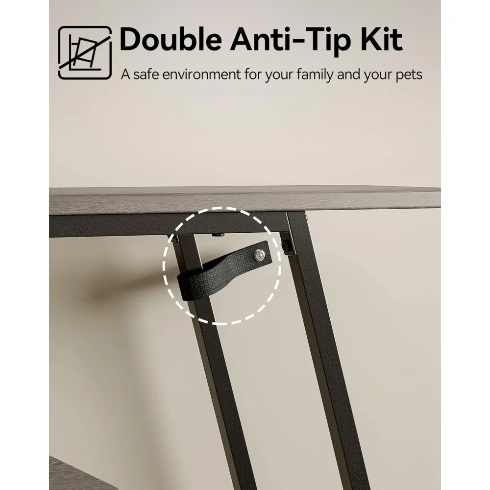 47.2" Narrow Entryway Table with Power Outlets, Industrial 4-Tier Console Table with Storage, Small Sofa Table Behind The Couch