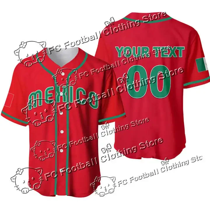 

Mexico Baseball Jersey 3d Print Mesh Custom Name Baseball Shirt Men's Street Oversize Apparel Short Sleeve Sportswear