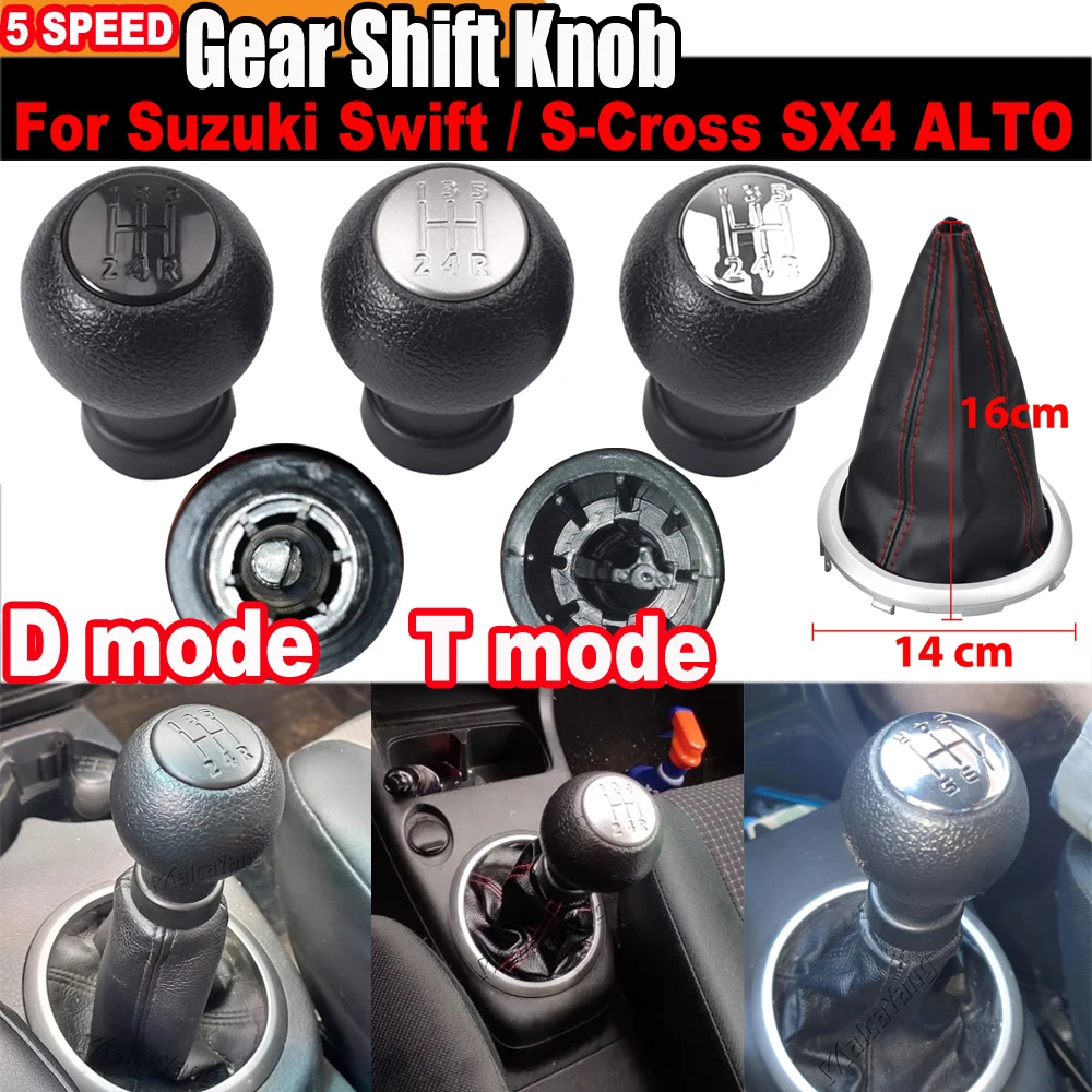 

Manual 5-Speed Gear Shift Knob For Suzuki Swift 2005-2010 For Suzuki S-Cross SX4 ALTO PU Leather Dustproof Cover Car Accessories