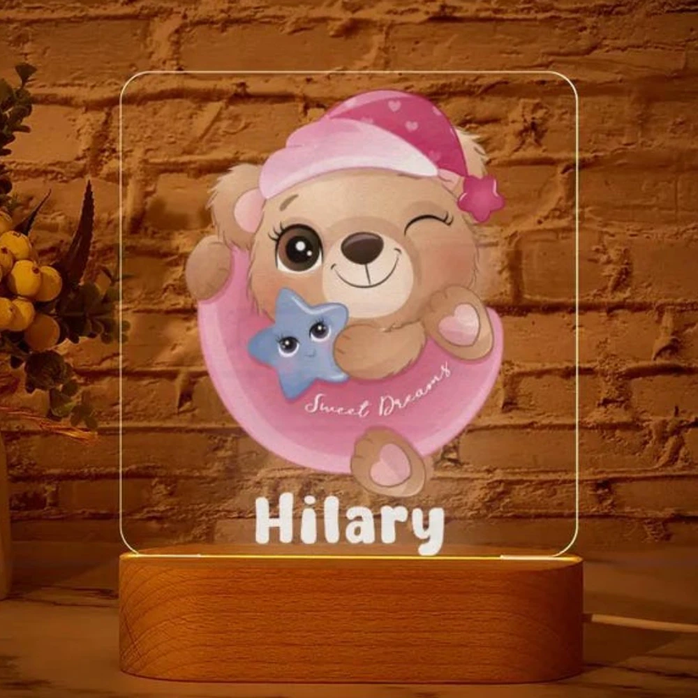 Personalized Acrylic Night Light Customized Baby Name Lamp Custom Cartoon Light Birthday Gift for Kids Home Bedroom Decoration