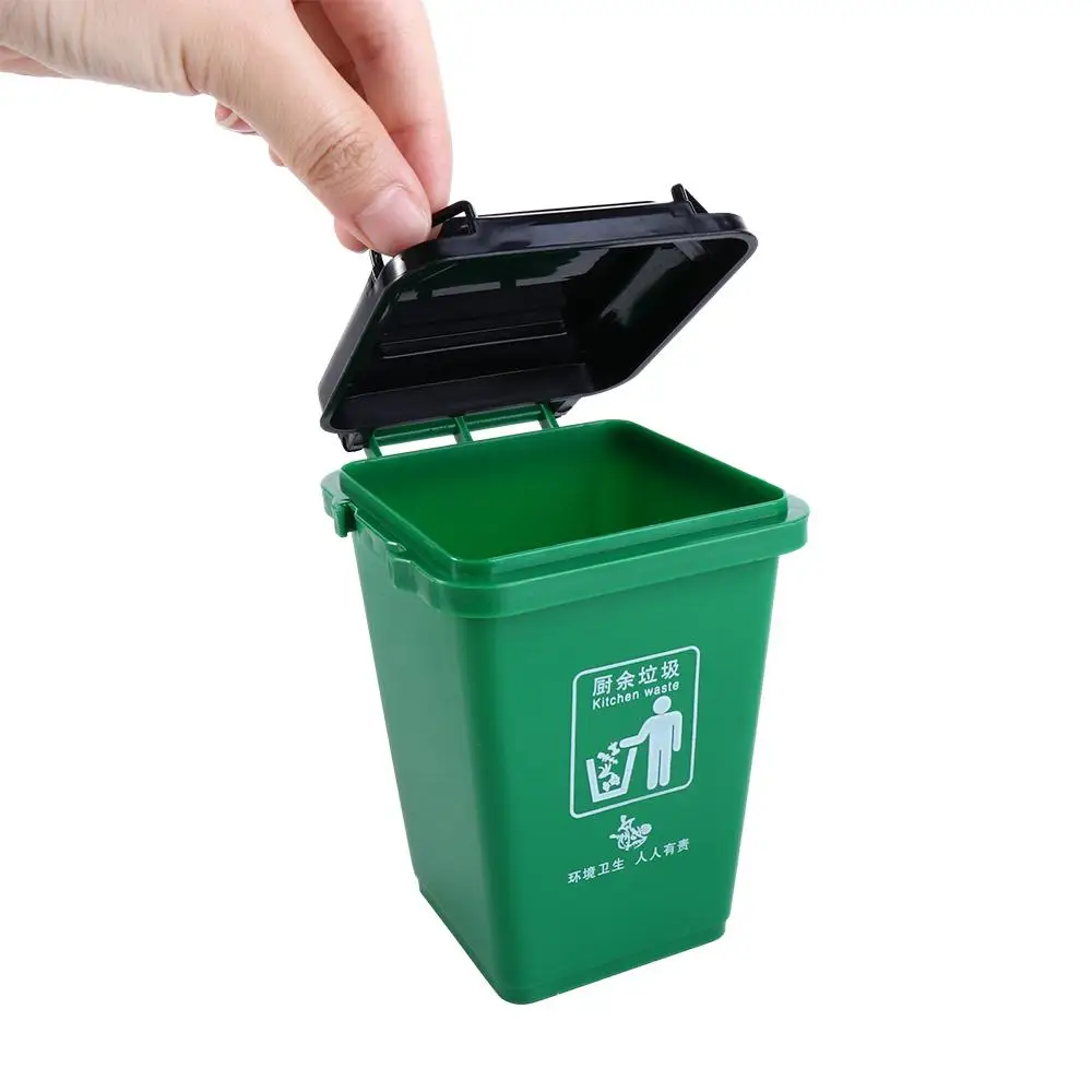 Home Storage Can Desktop Organizer Plastic Mini Garbage Sorting Mini Waste Bin Pen Organizer Trash Can Model Mini Trash Can