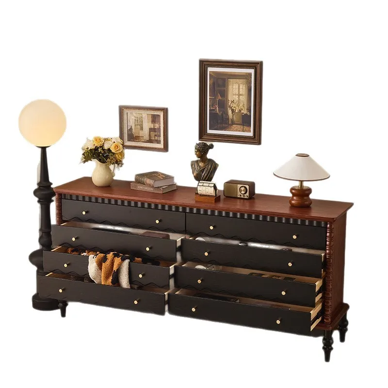 Retro style French solid wood four five six seven eight chest cabinet household chest size apartment bedroom bedside cabinet