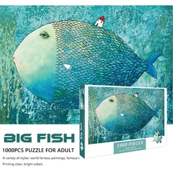 75*50cm Adult 1000 Pieces Difficult Jigsaw Puzzle Big Fish Famous Painting Stress Reducing Toys Decorative Paintings