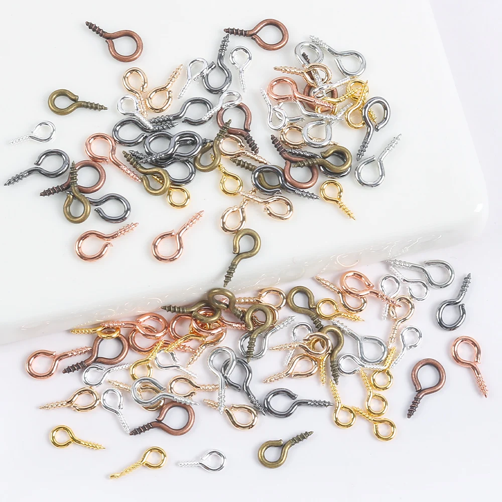 

100pcs Small Tiny Mini Eye Pins Eyepins Hooks Eyelets Screw Threaded Clasps Hooks Jewelry Findings For Making Diy Accessories