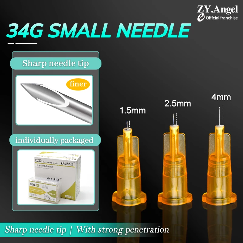 34G 1.5mm 4mm 100 Painless Small Needles Painless Beauty Ultra fine 30G 18G 25G 32G 34G Syringe Needle Tool
