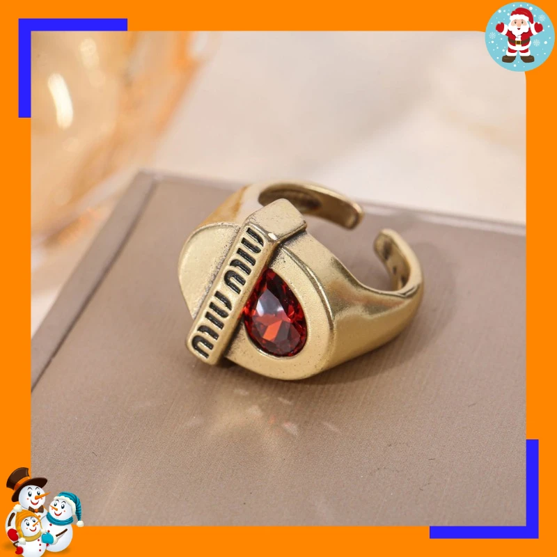 Light Luxury Ruby Open Ring Niche Design Personality High Sense Retro Exquisite Marking Ring Zircon