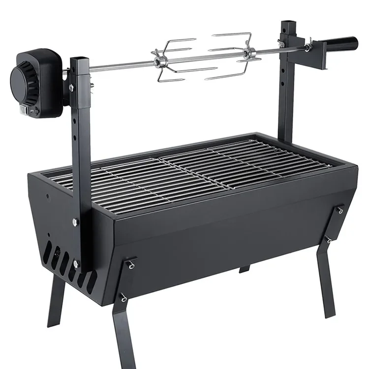 

Removable Black BBQ Spit Rotisserie Grill Electric Charcoal Skewer Chicken Outdoor Spit Roaster