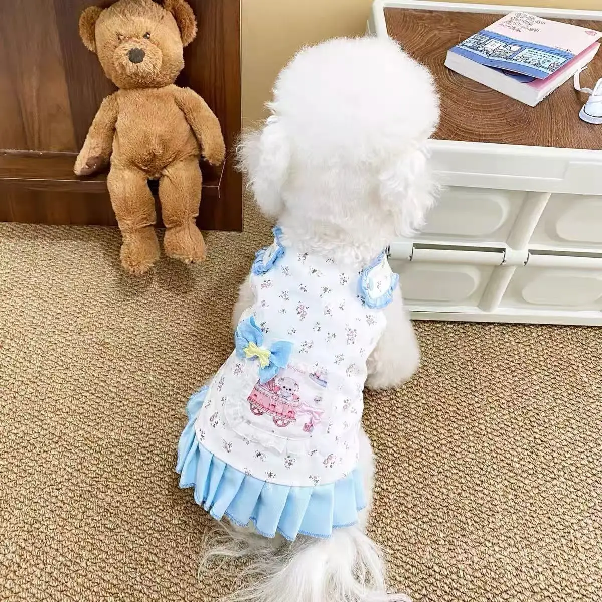 Cute Thin Spring/summer Dog Clothes with Flying Sleeves, New Pet Dog Yorkshire Dress, Princess Cat Pet Clothing