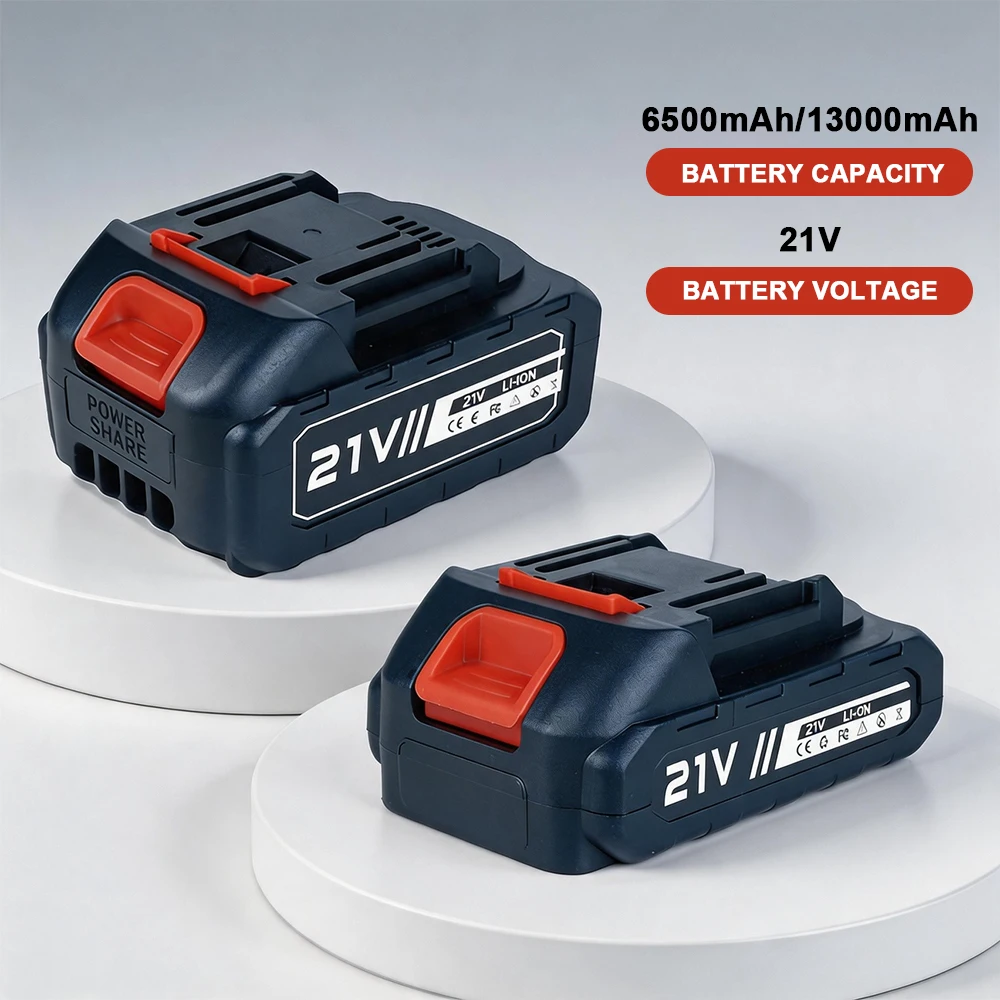 2 batteries rechargeables 13000mAh/6500mAh, batterie au lithium haute puissance et durable, remplacement pour outils électriques, compatible avec les broches de batterie Makita 21V
