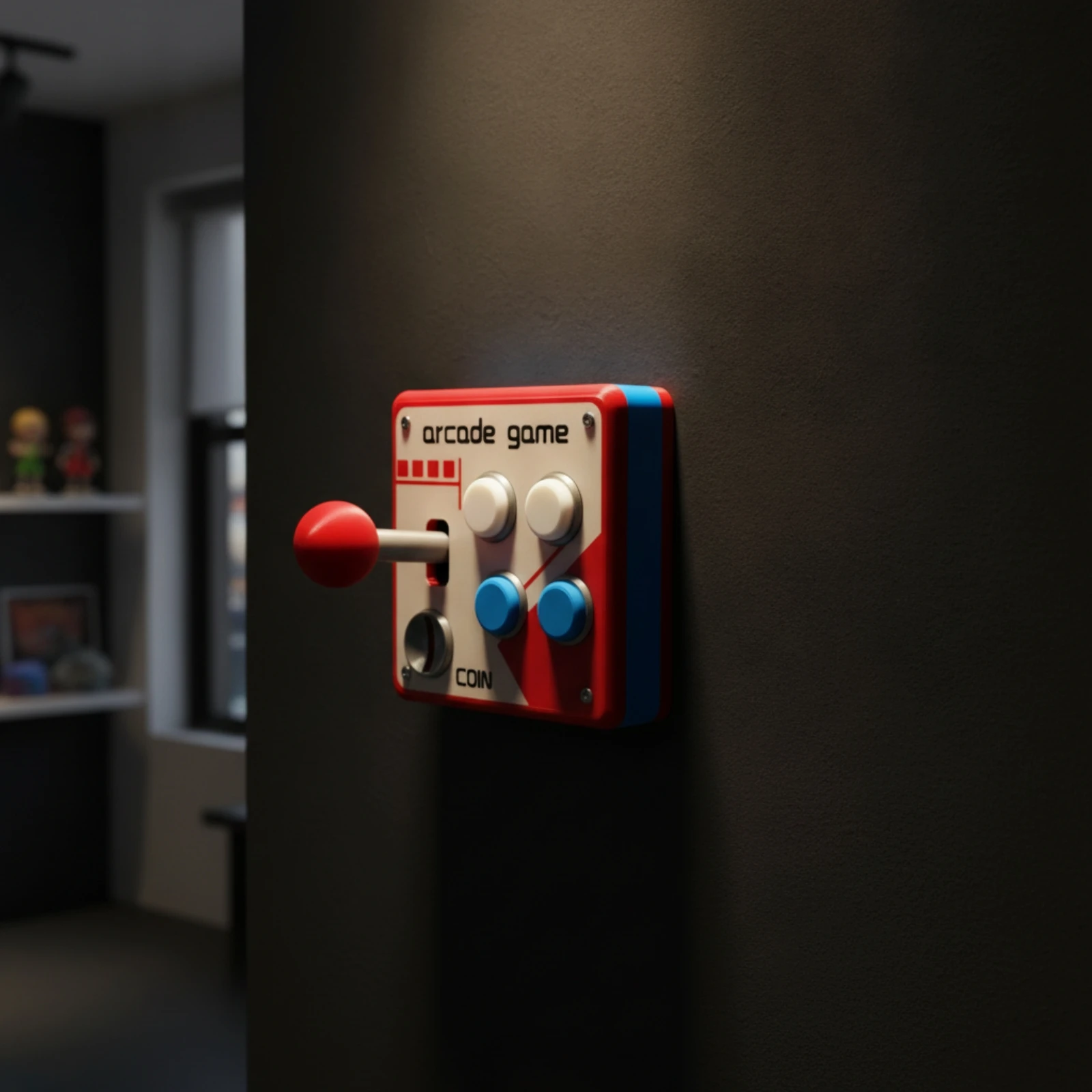 Switch Cover with Joystick Retro Arcade Switch Panel Push-Button Wall Plate Decorative Arcade Button Wall Plate Fun for Gamers