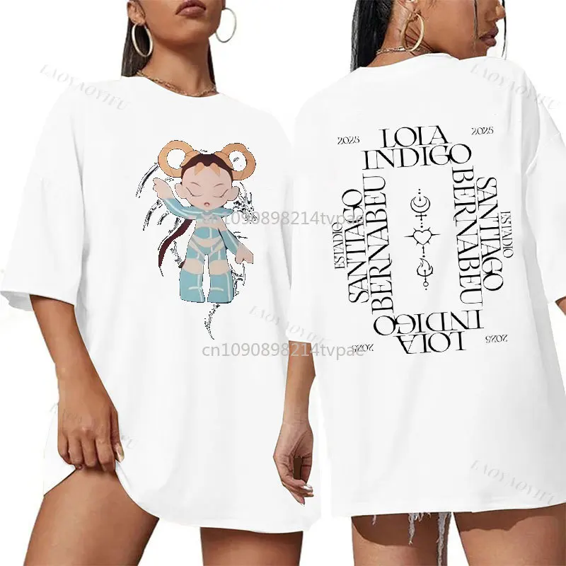 Lola Indigo Camiseta Two Side Printed World Tour T Shirt Camisa Fan Gifts Humor Spain Singer Cotton O-neck Fashion Top Clothes #6