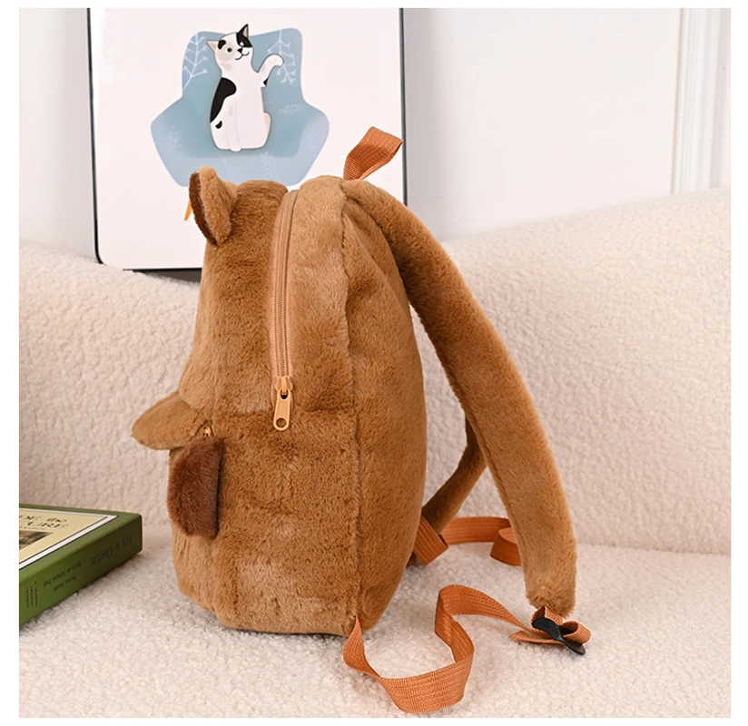 Brown Capybara Children Girl Backpack Kid Plush Bookpack Cute Capybara Cartoon Princess Kindergarten School Boy Girl Backpack