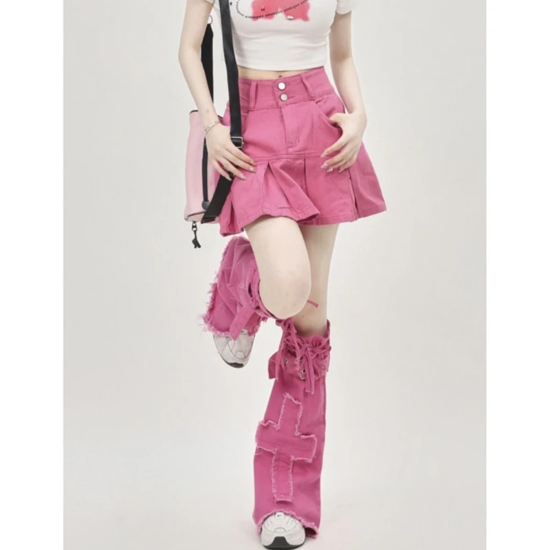 Girls Cute Leg Warmers Bandage Flared Leg Sleeves Gothic Baggy Cuffs Ankle Heaped Socks Japanese Long Socks