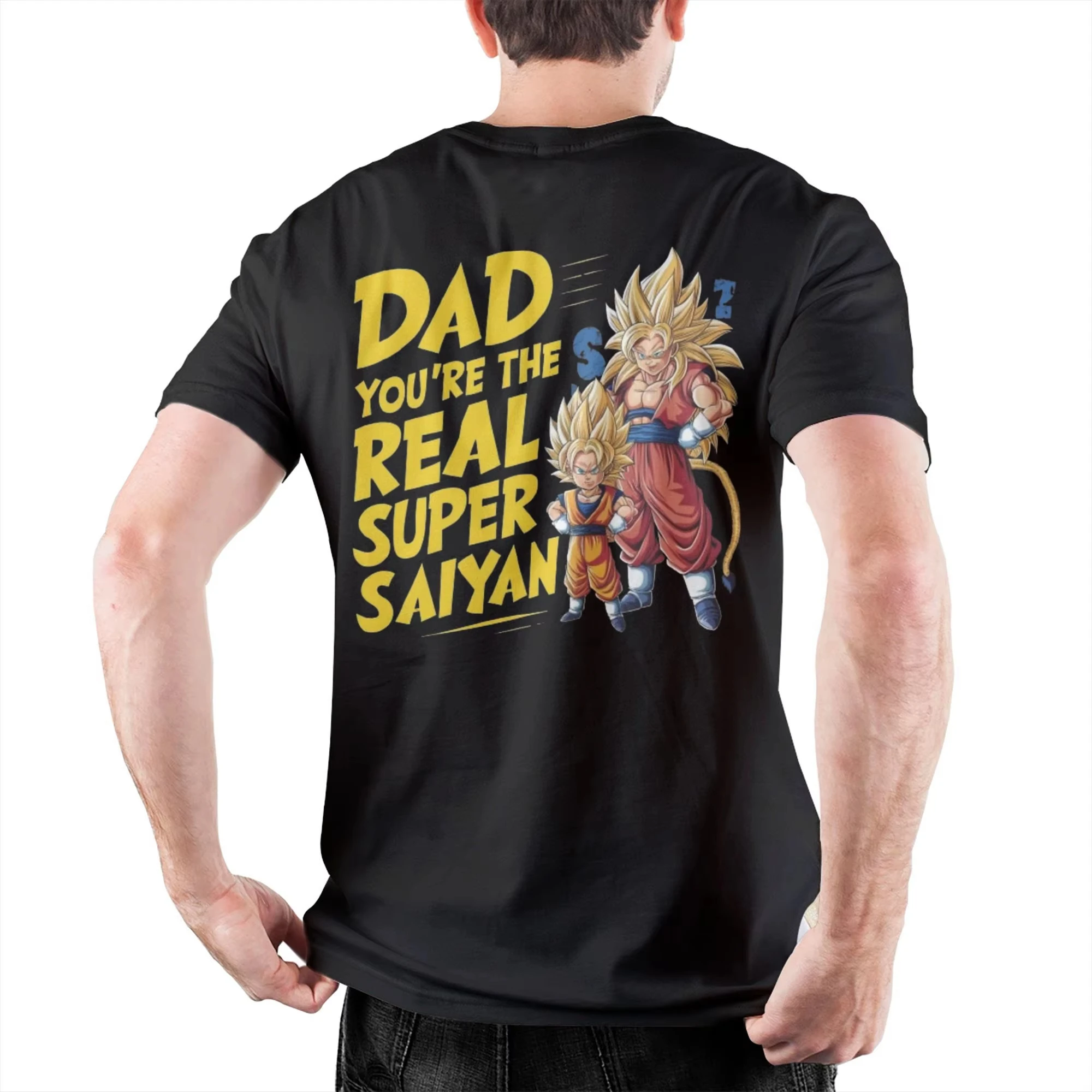 Camiseta Dragon Ball Papá, Eres Realmente un Super Saiyan, Estampado de Vegeta y Goku, Camiseta de Algodón Puro para Hombre y Mujer, Estilo Retro de Manga Corta