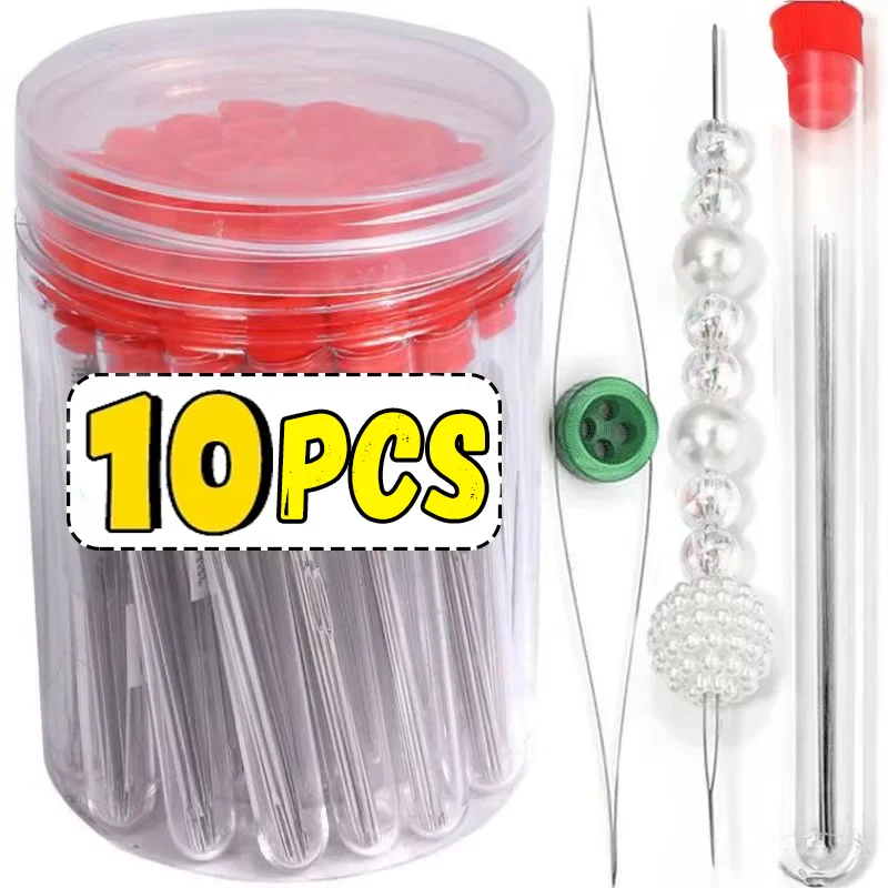 5-10PCS Beading Needles Seed Beads Needles Big Eye DIY Beaded Collapsible Beading Pins Open Needles for Jewelry Making Tools