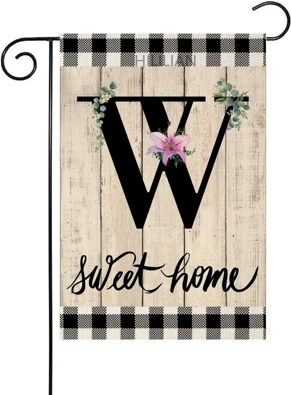 Monogram Letter W Garden Flag-Lily-12x18 Small Vertical Welcome Initial Family Last Name Personalized Sweet Home Flag Outdoo GGO