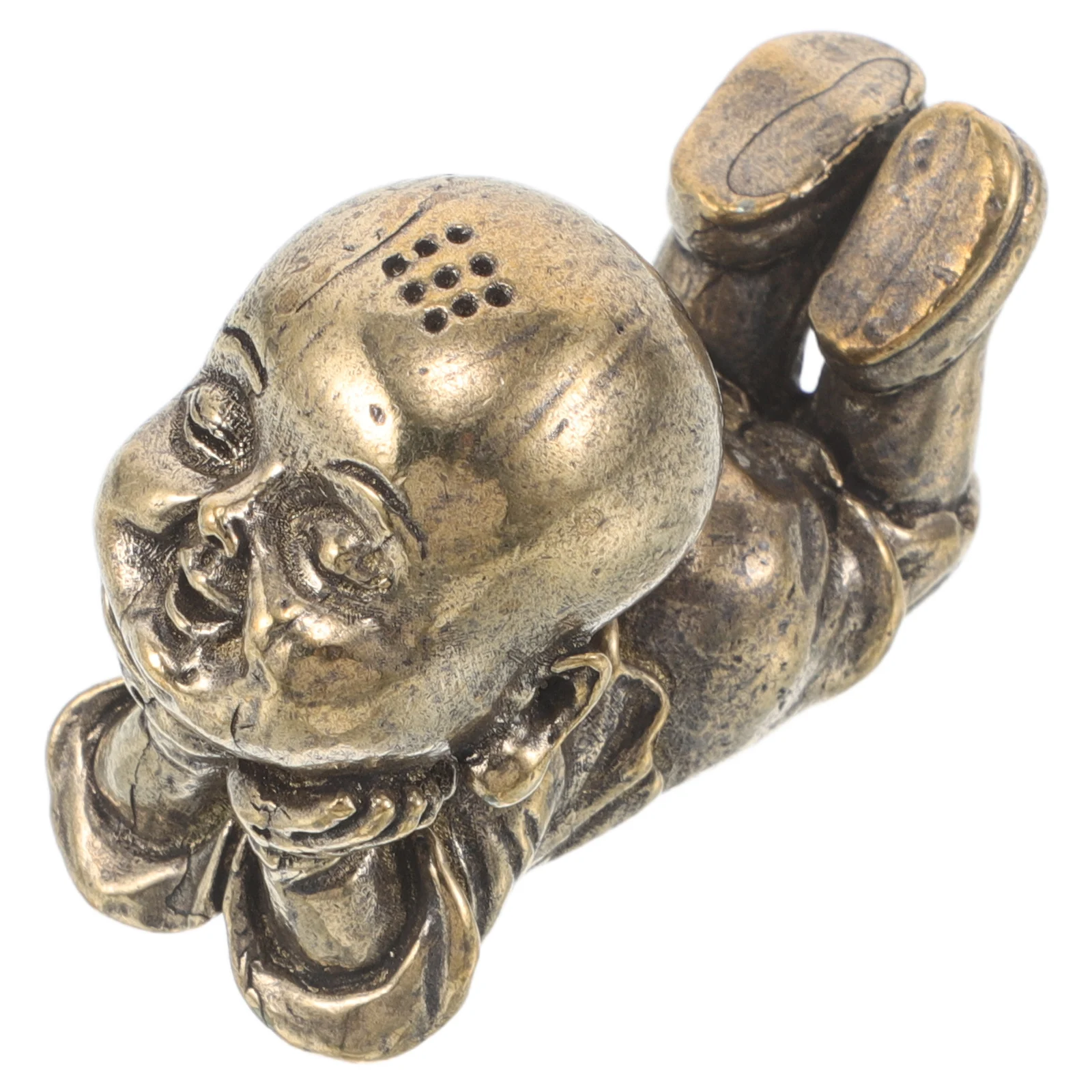 

Brass Monk Ornaments Small Zen Garden Buddha Sculpture Statue Figurines Desk Golden Retro and Statues