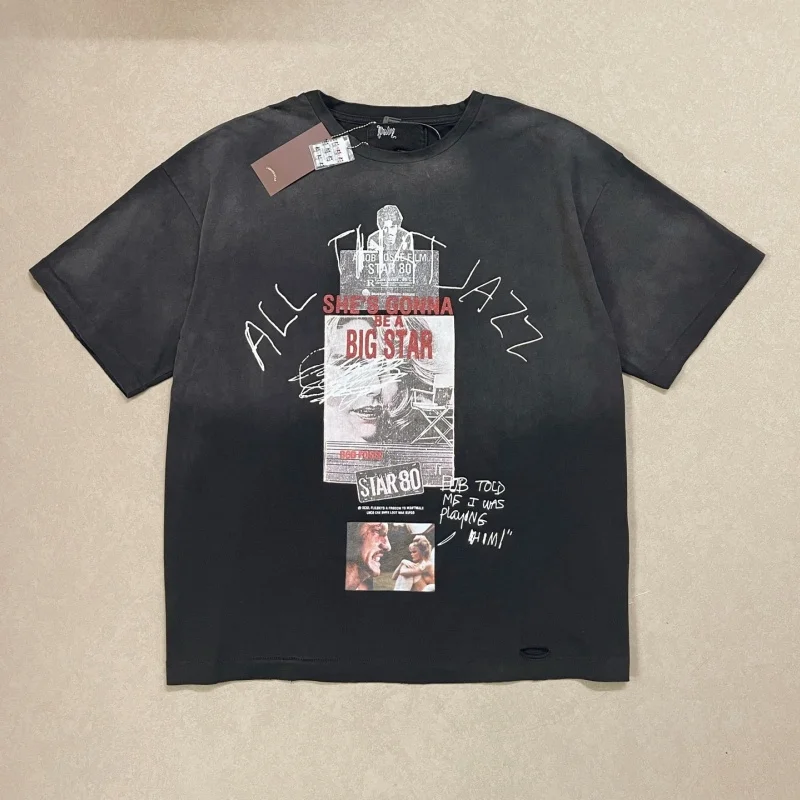 PALY 26SS Heavy Industry Crack Print Summer T-shirt– Trendy Cotton Casual Tops