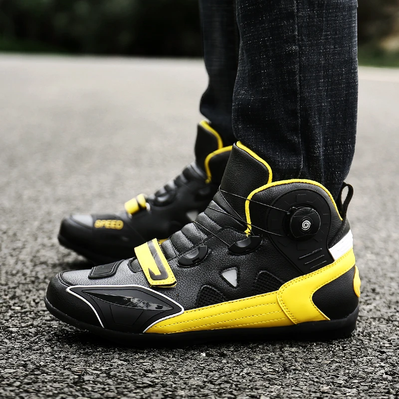 

Motorcycle protective boots fashion unisex four season high top anti slip wear-resistant off-road breathable casual riding shoes