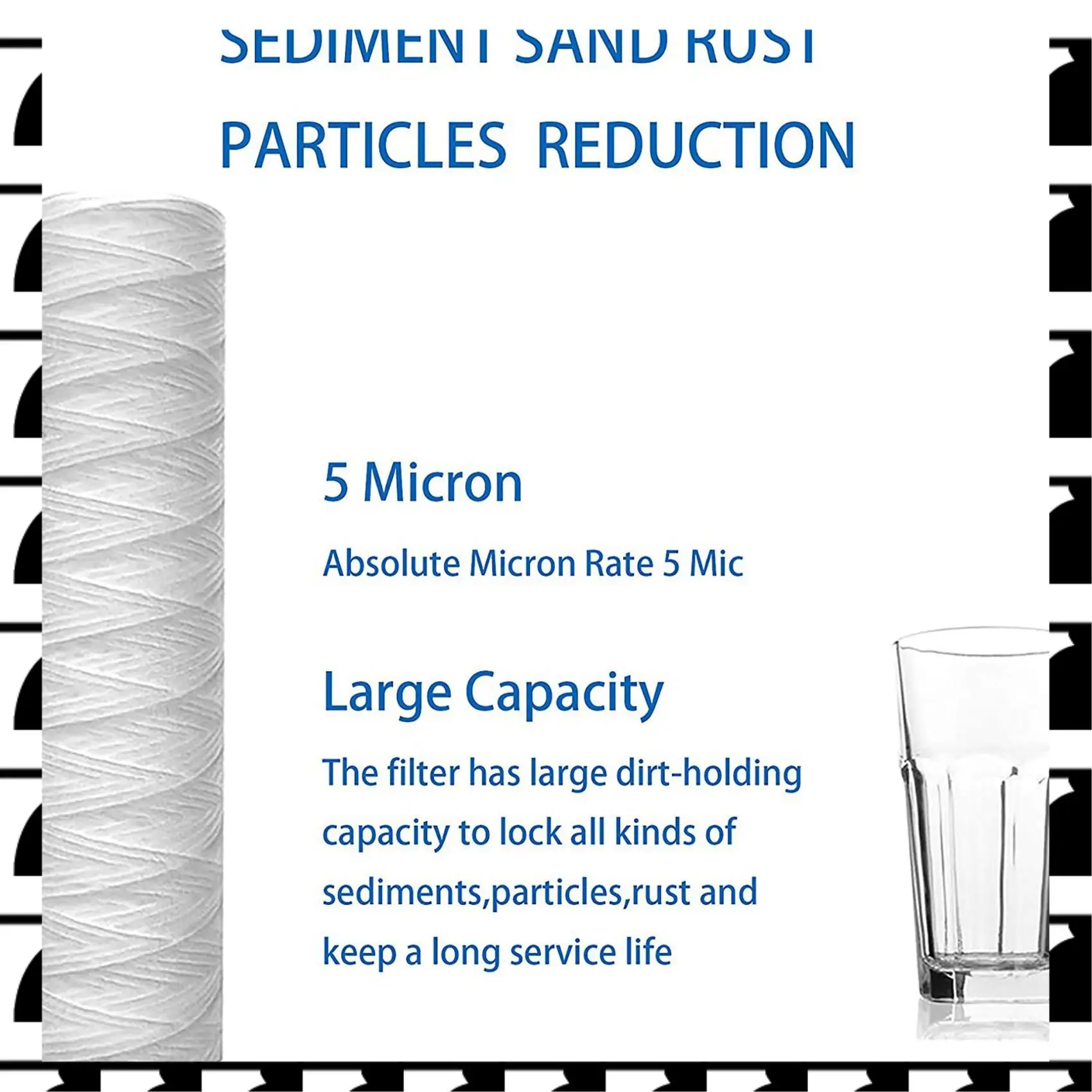 

A44U 12Pcs 5 Micrometre String Wound Water Filter Universal Whole House Replacement Cartridge Sediment Filters 10Inch