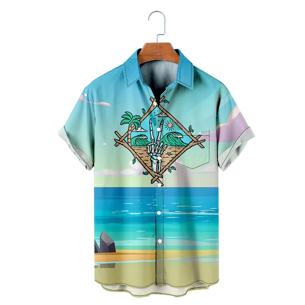 

Men's Hawaiian T-Shirt Y2K Hombre Fashion Shirt Hawaiian Skull 3D Print Cozy Casual Short Sleeve Beach Oversized Clothes 14