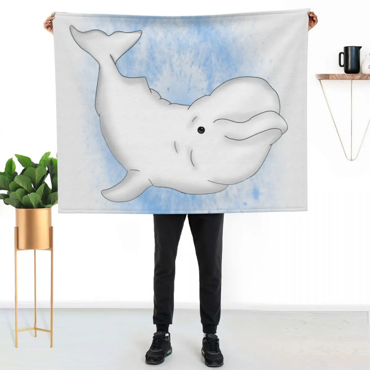 Beluga Whale Throw Blanket Soft Warm Blanket Gift for Grandparents