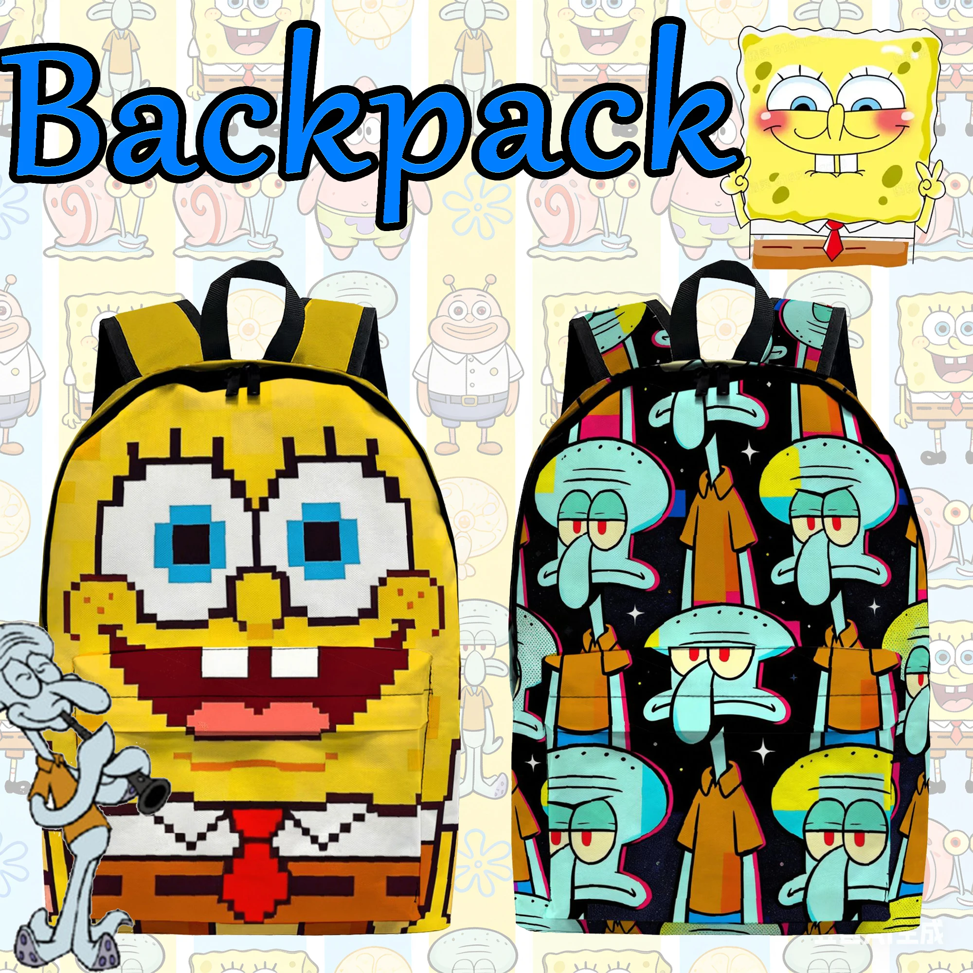 

1pc SpongeBob's Squidward Backpack, Fashionable and Simple, Unisex, Large Capacity, High-Quality Gift,cute