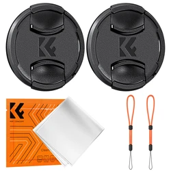 K&F Concept Lens Protection Stamped Snap-On Center Pinch Lens Cap 4 in 1 with Anti-Loss Keeper Leash Compatible for Nikon Canon